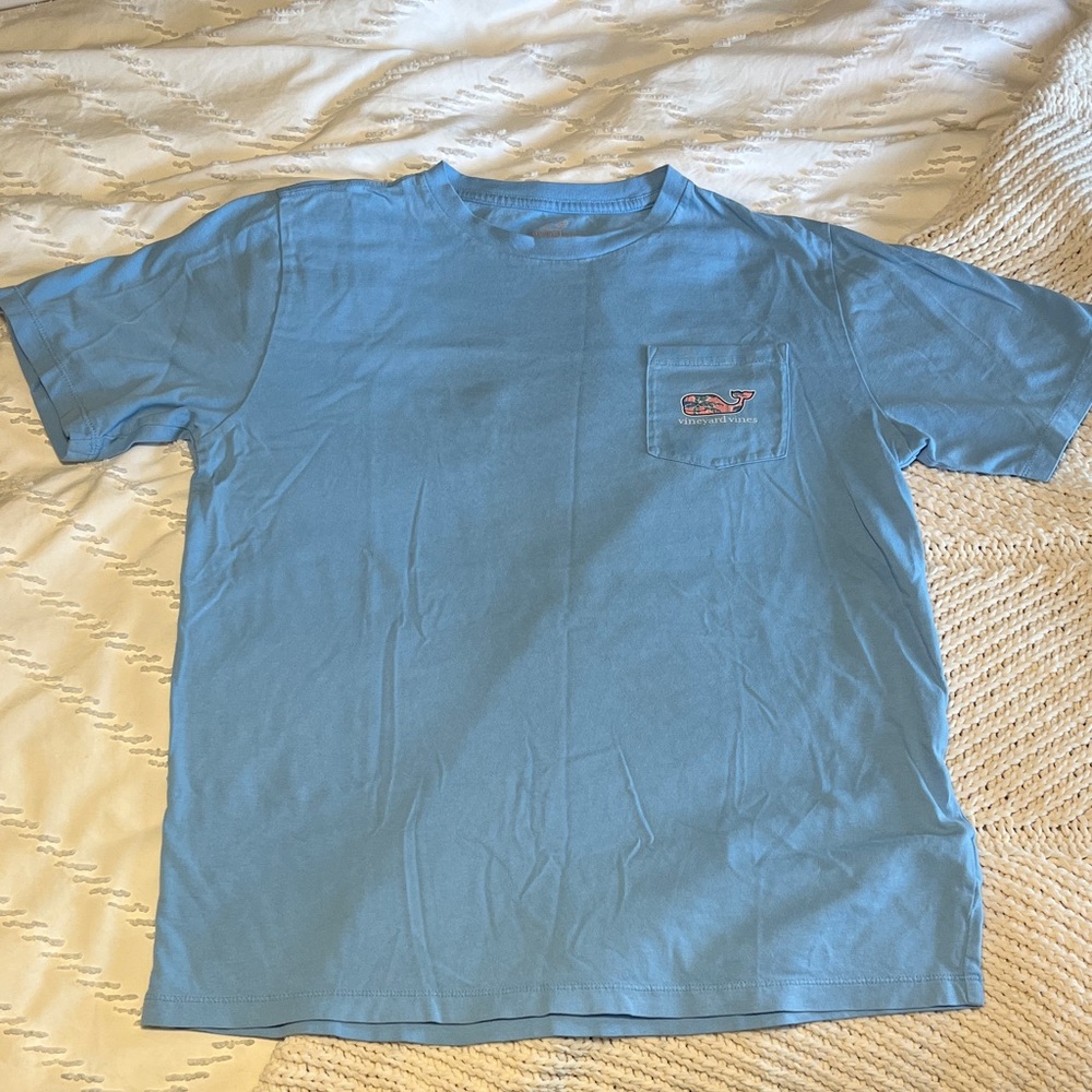Vineyard Vines Light Blue Tee with Whale Graphic